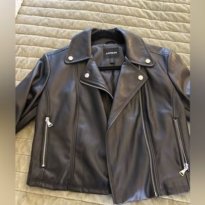 Leather jacket with silver details. From express size small
